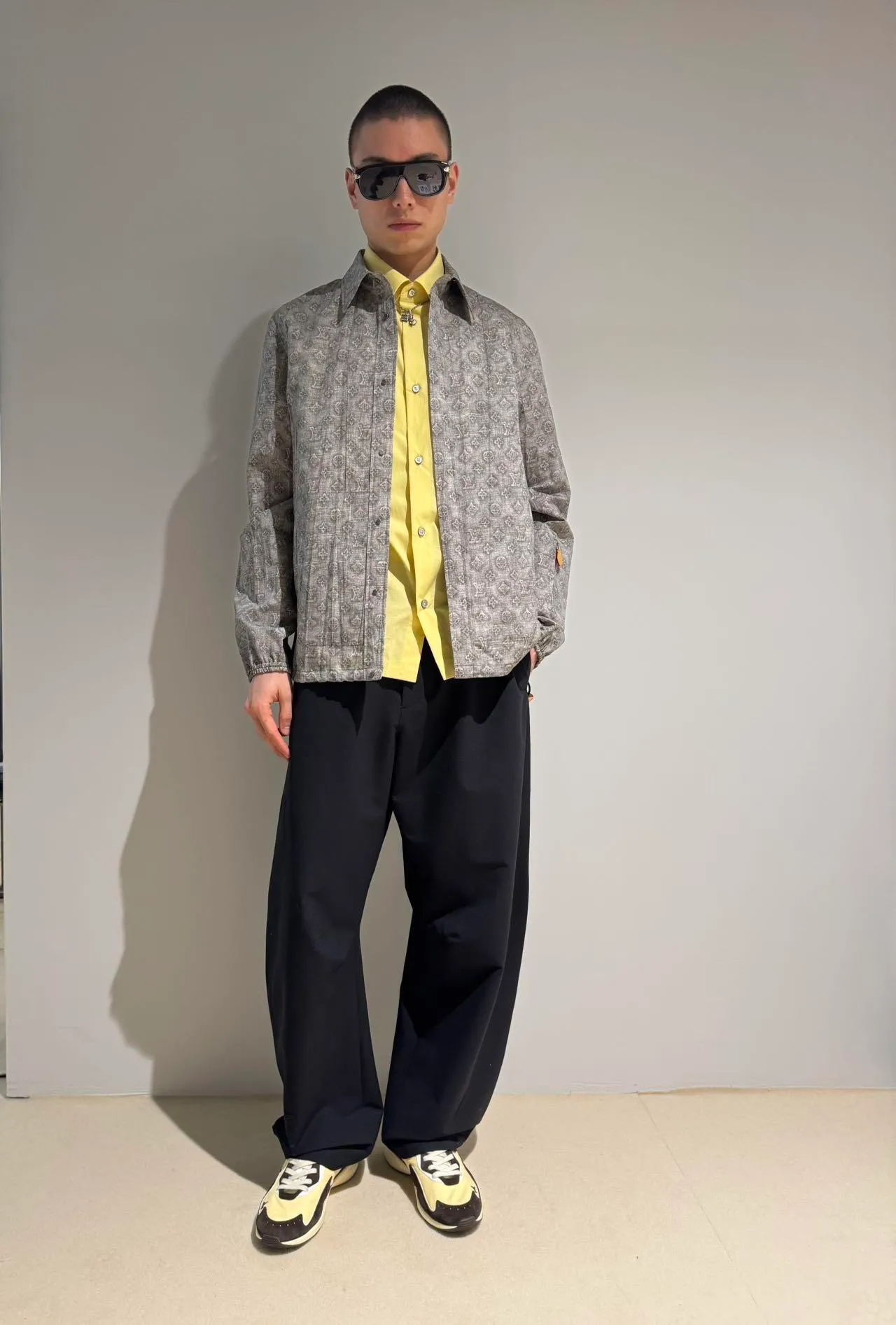 Louis Vuitton/Louis Vuitton all-over presbyopia digital print leather lapel jacket